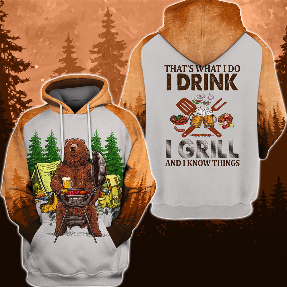 "i Drink I Grill" Bear Hoodie